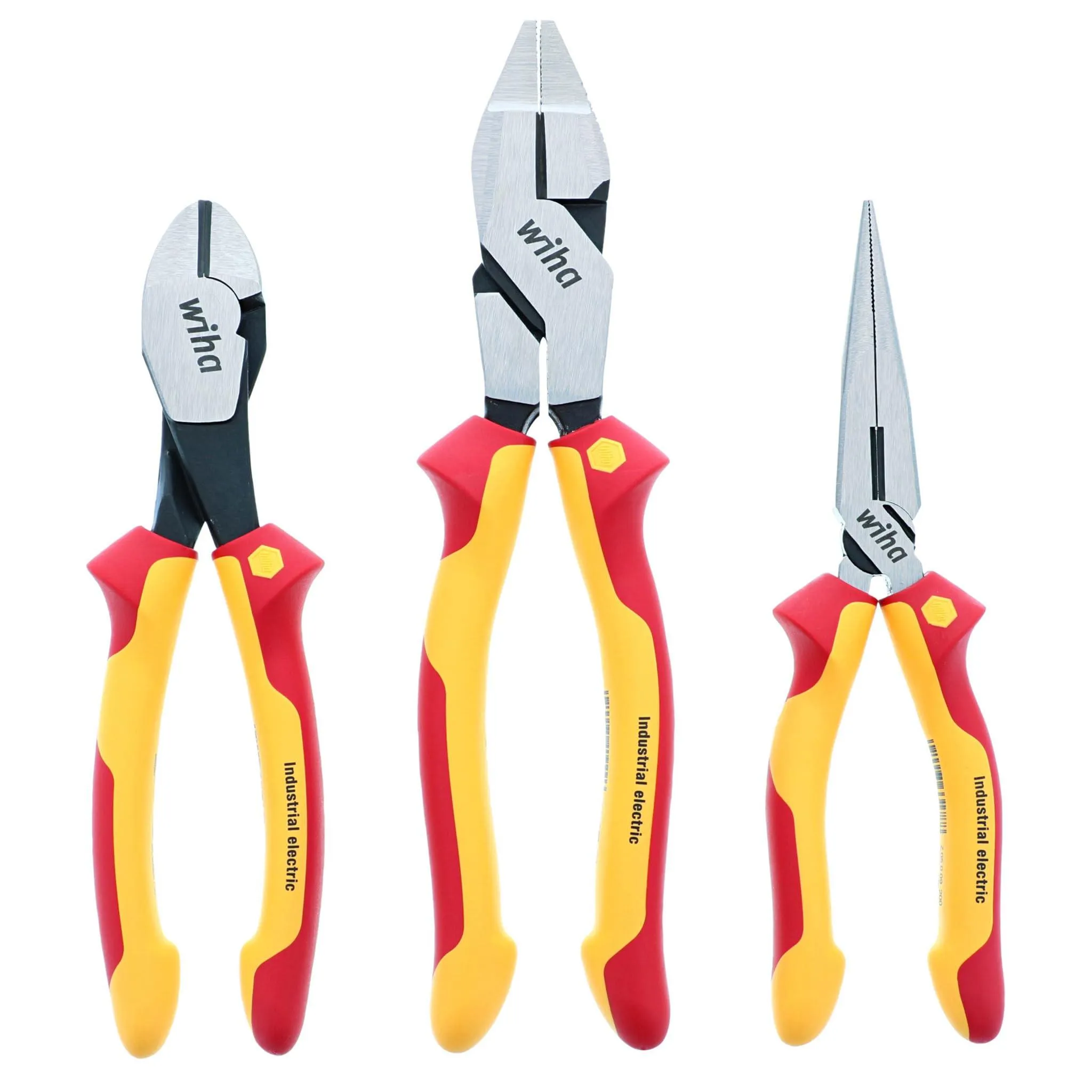 Wiha 3 Piece Insulated Industrial Grip Pliers and Cutters Set