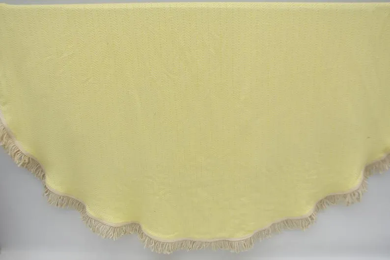 Yellow 100% Cotton Round Beach Towel