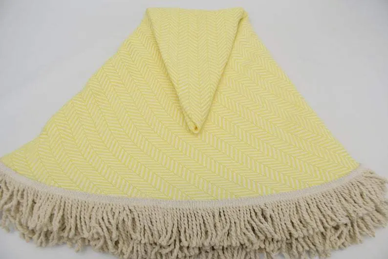 Yellow 100% Cotton Round Beach Towel