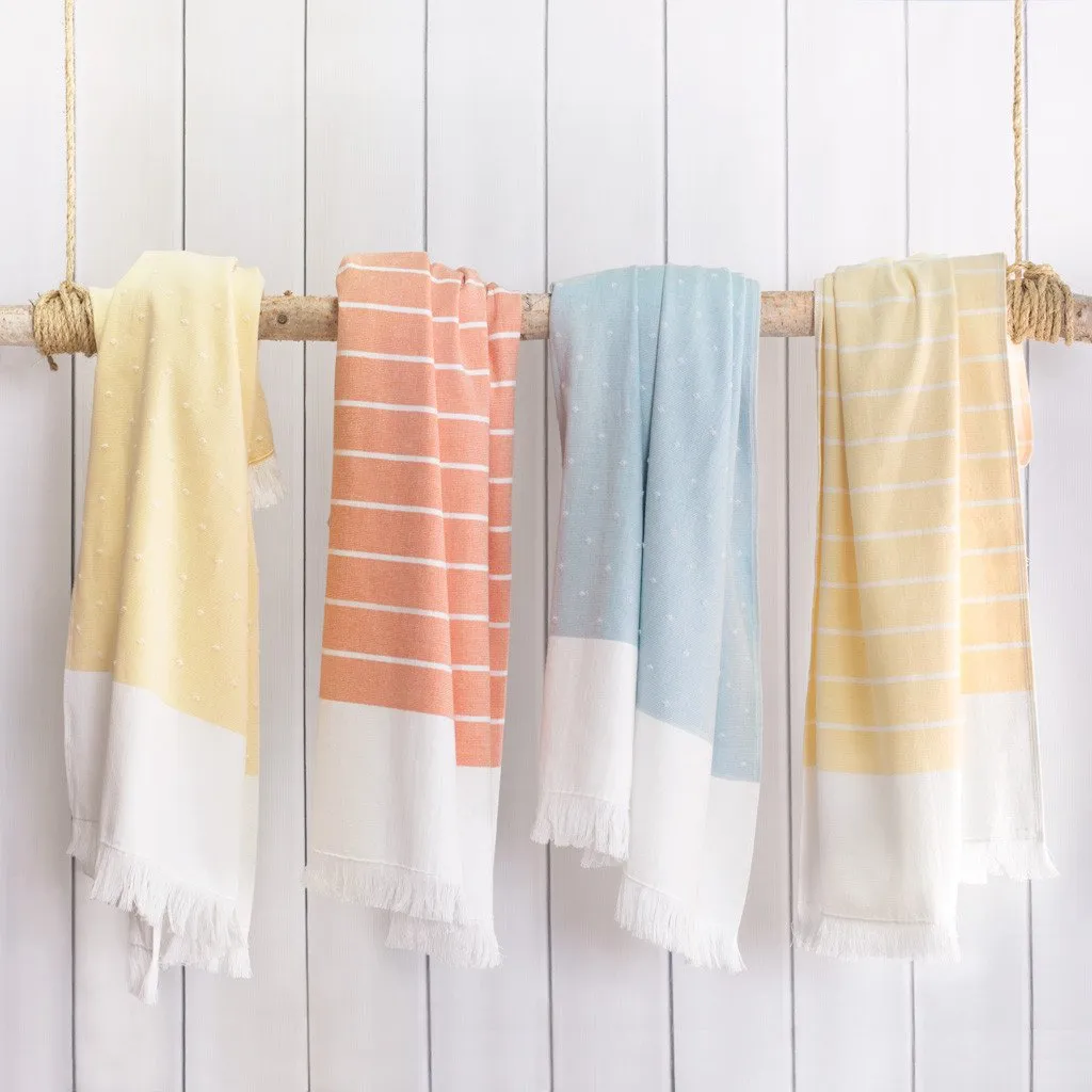 Yellow Stripe Fouta Towel Resort Bundle (4 Wash   4 Hand   4 Bath Towels   2 Bath Sheets)