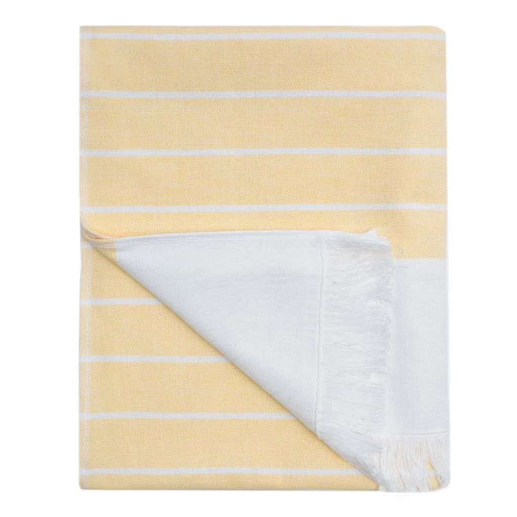 Yellow Stripe Fouta Towel Resort Bundle (4 Wash   4 Hand   4 Bath Towels   2 Bath Sheets)